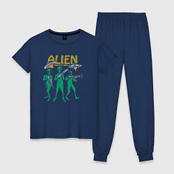 Пижама хлопковая женская Alien area, цвет: тёмно-синий
