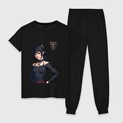 Пижама хлопковая женская Shadowheart - балдурс гейт 3, цвет: черный