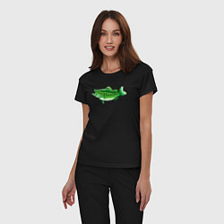 Пижама хлопковая женская Зелёная рыбка, цвет: черный — фото 2