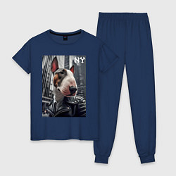 Женская пижама Dude bull terrier in New York - ai art