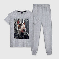 Женская пижама Dude bull terrier in New York - ai art