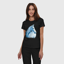 Пижама хлопковая женская Голубая лошадь, цвет: черный — фото 2