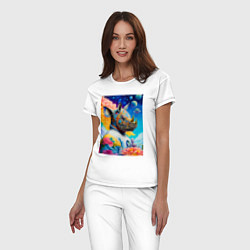 Пижама хлопковая женская Инопланетная носорожка - фантазия, цвет: белый — фото 2