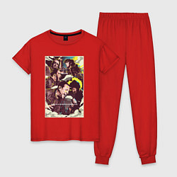 Пижама хлопковая женская Linkin Park - all group, цвет: красный