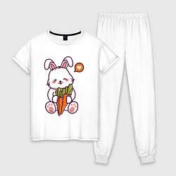 Пижама хлопковая женская Любитель морковок, цвет: белый