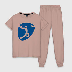 Пижама хлопковая женская Basket play, цвет: пыльно-розовый