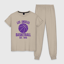 Пижама хлопковая женская Basketball Los Angeles, цвет: миндальный