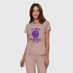 Пижама хлопковая женская Basketball Los Angeles, цвет: пыльно-розовый — фото 2