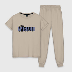 Пижама хлопковая женская Depeche Mode - personal jesus logo, цвет: миндальный