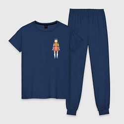 Пижама хлопковая женская Кукла из Игры кальмара, цвет: тёмно-синий