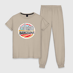 Пижама хлопковая женская Barcelona city, цвет: миндальный