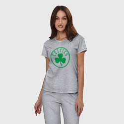 Пижама хлопковая женская Boston Celtics clover, цвет: меланж — фото 2