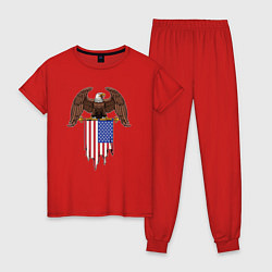 Пижама хлопковая женская США орёл, цвет: красный