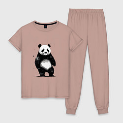 Пижама хлопковая женская Панда стоит, цвет: пыльно-розовый