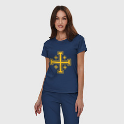 Пижама хлопковая женская Крест рыцарей Иерусалима и Эдессы, цвет: тёмно-синий — фото 2