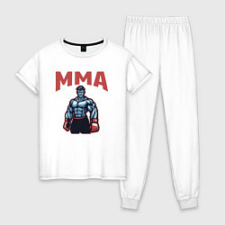 Пижама хлопковая женская MMA боец, цвет: белый