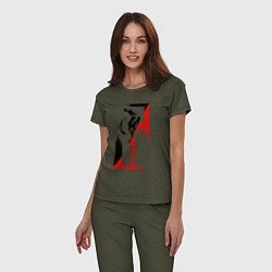 Пижама хлопковая женская Боевые искуства black and red, цвет: меланж-хаки — фото 2