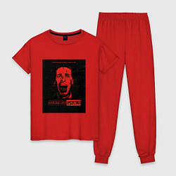 Пижама хлопковая женская American psycho постер, цвет: красный