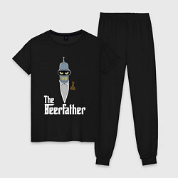 Пижама хлопковая женская The beerfather, цвет: черный