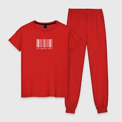 Пижама хлопковая женская Соянара бой штрихкод, цвет: красный