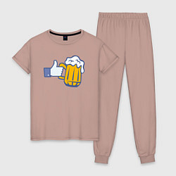 Пижама хлопковая женская Beer like, цвет: пыльно-розовый