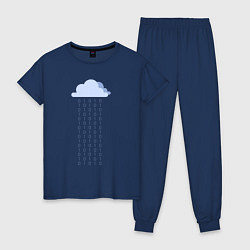 Пижама хлопковая женская Digital rain, цвет: тёмно-синий