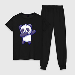 Пижама хлопковая женская Dabbing panda, цвет: черный