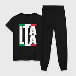 Пижама хлопковая женская Italia, цвет: черный