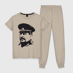 Пижама хлопковая женская Сталин в фуражке, цвет: миндальный