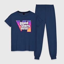 Пижама хлопковая женская Gta 6 официальное лого, цвет: тёмно-синий