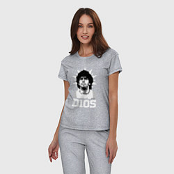 Пижама хлопковая женская Dios Diego Maradona, цвет: меланж — фото 2