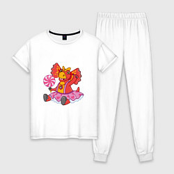 Пижама хлопковая женская Сирена - дракоша 3, цвет: белый