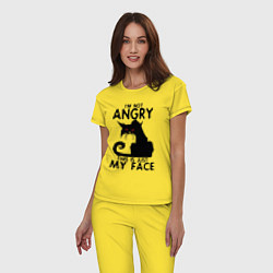Пижама хлопковая женская I am not angry cat, цвет: желтый — фото 2