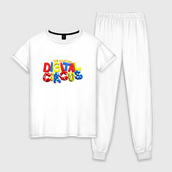 Пижама хлопковая женская Удивительный цифровой цирк лого, цвет: белый