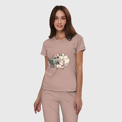 Пижама хлопковая женская Опасная Фапута, цвет: пыльно-розовый — фото 2