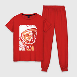 Пижама хлопковая женская Gagarin in red, цвет: красный