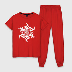 Пижама хлопковая женская Защита здоровья - оберег здрабережень, цвет: красный