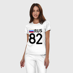 Пижама хлопковая женская RUS 82, цвет: белый — фото 2