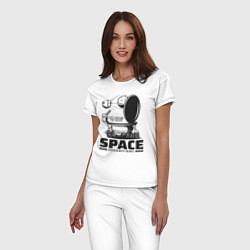 Пижама хлопковая женская Космическая экспедиция лунохода, цвет: белый — фото 2