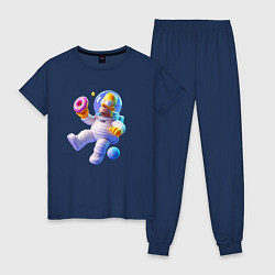 Пижама хлопковая женская Гомер Симпсон в открытом космосе, цвет: тёмно-синий