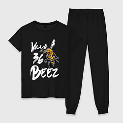 Пижама хлопковая женская Killa beez 36, цвет: черный