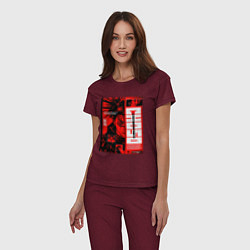 Пижама хлопковая женская Взгляд Чосо - Магическая битва, цвет: меланж-бордовый — фото 2