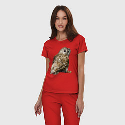 Пижама хлопковая женская Серая сова, цвет: красный — фото 2