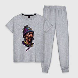 Пижама хлопковая женская Snoop dogg head, цвет: меланж