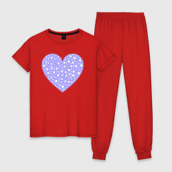 Пижама хлопковая женская Сиреневое сердце в пятнышках, цвет: красный