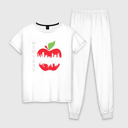 Пижама хлопковая женская Нью-Йорк большое яблоко, цвет: белый