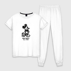 Пижама хлопковая женская Mickey classic: origin 1928, цвет: белый