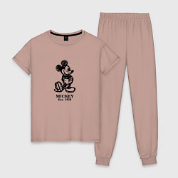 Пижама хлопковая женская Mickey classic: origin 1928, цвет: пыльно-розовый