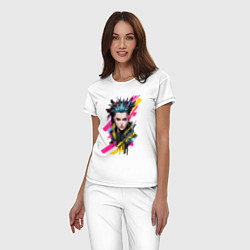 Пижама хлопковая женская Портрет девушки Cyberpunk 2077, цвет: белый — фото 2