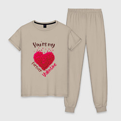 Пижама хлопковая женская Ты моя вечная валентинка-you re my forever valenti, цвет: миндальный